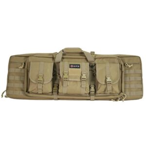 GPS Bags DRC36FDE Double Rifle Case 36" Flat Dark Earth 600D Polyester w/ 2 Padded Pistol Sleeves MOLLE Webbing & Lockable Zippers