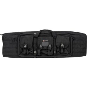 GPS Bags DRC42 Double Rifle Case Black 600D Polyester w/ 2 Padded Pistol Sleeves MOLLE Webbing & Lockable Zippers