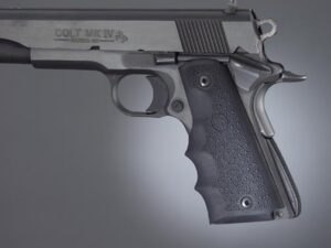 Hogue 45000 OverMolded Grip Cobblestone Black Rubber with Finger Grooves for 1911 Government