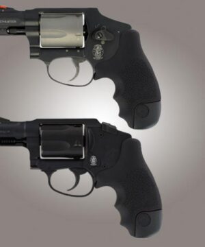 Hogue 60020 OverMolded Tamer Cobblestone Black Rubber with Finger Grooves for S&W J Frame Centennial with Round Butt, Bodyguard
