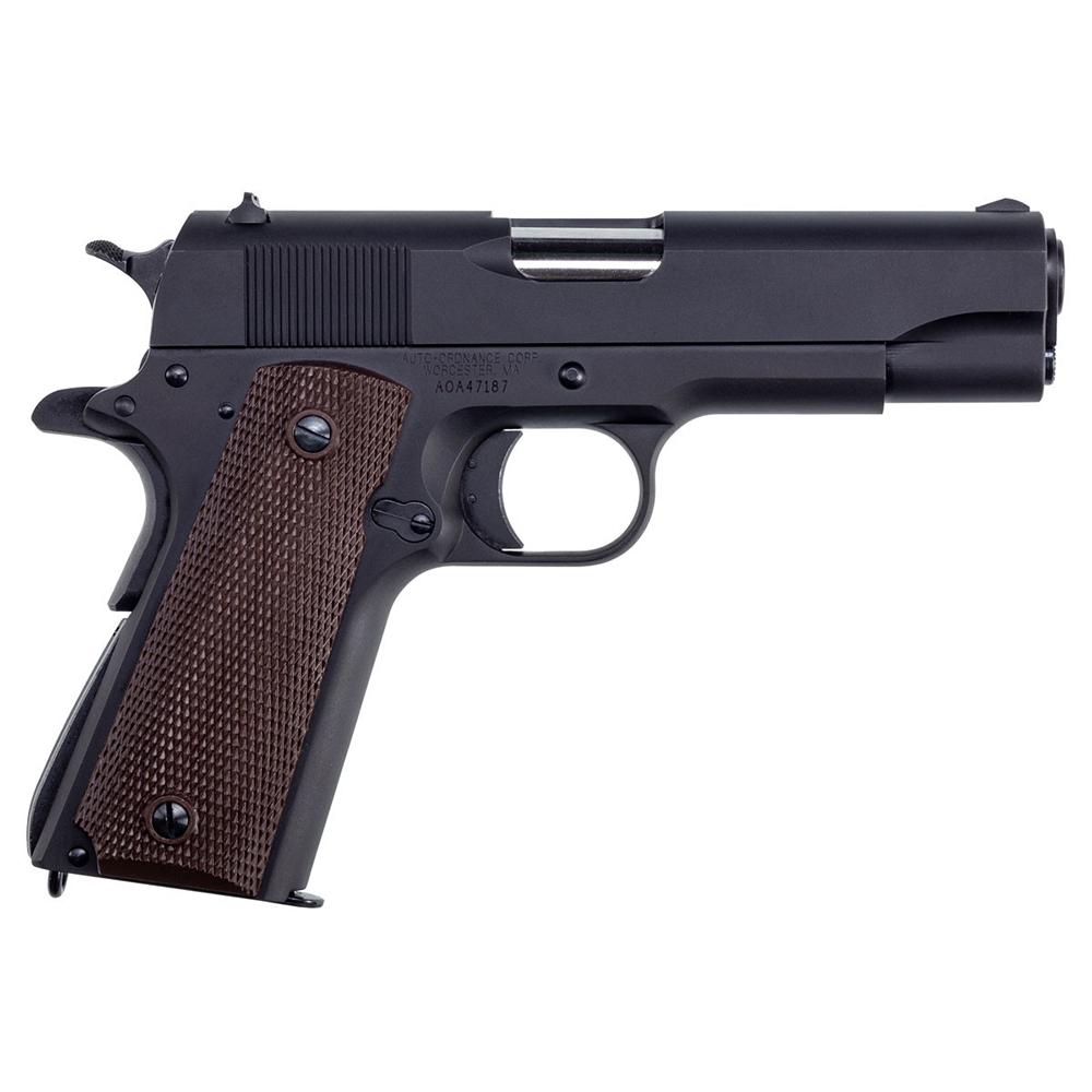 Auto-Ordnance 1911BKOC 1911 A1 Commander 45 ACP 7+1 4.25" Matte Black Serrated Carbon Steel Slide Matte Black Matte Black Carbon Steel Brown Checkered Polymer Grips Right Hand