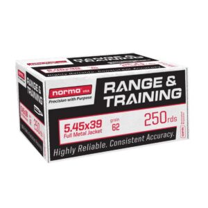 Norma Range & Training Rifle Ammunition 5.45x39 62gr FMJ 3150 fps 250/ct
