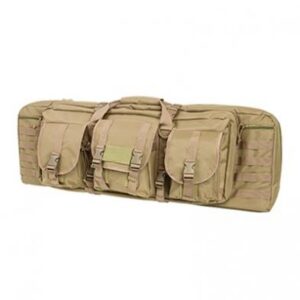 NcStar CVDC2946T36 VISM Double Carbine Case Tan PVC Nylon w/ Foam Padding Lockable Zippers Pockets & MOLLE Webbing