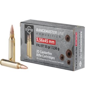 PPU PPRM5561 Rangemaster 5.56x45mmNATO 55gr Full Metal Jacket Boat Tail 20 Per Box/50 Case
