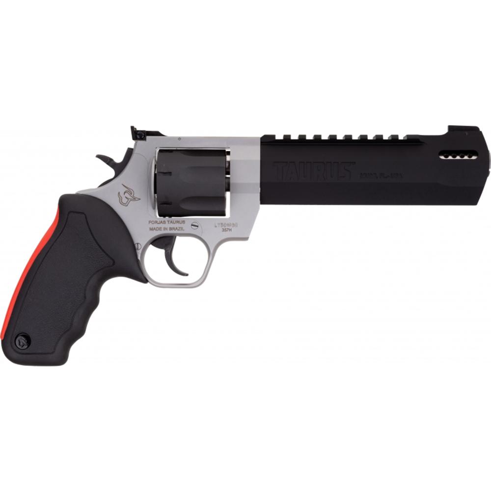 Taurus 2357065RH Raging Hunter 357 Mag 7-Round 6.75" Matte Black Oxide Cylinder & Barrel Matte Stainless Steel Frame Black Rubber with Integrated Red Cushion Insert Grip