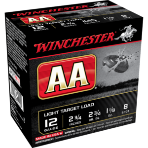 Winchester Ammo AA128 AA Light Target 12Gauge 2.75" 1 1/8oz 8Shot 25 Per Box/10 Case