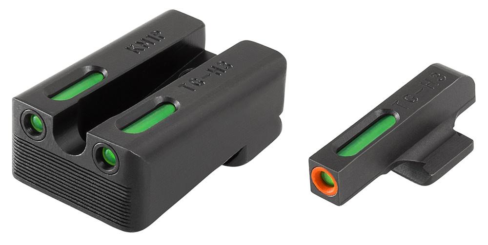 TruGlo TG13KM1PC TFX Pro Black | Green Tritium & Fiber Optic Orange Outline Front Sight Green Tritium & Fiber Optic Rear Sight