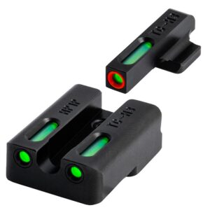 TruGlo TG13KS1PC TFX Pro Black | Green Tritium & Fiber Optic Orange Outline Front Sight Green Tritium & Fiber Optic Rear Sight