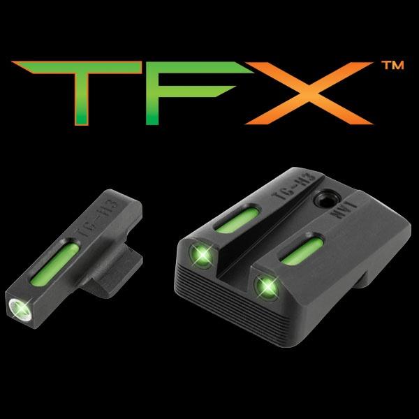 TruGlo TG13NV1A TFX Black | Green Tritium & Fiber Optic White Outline Front Sight Green Tritium & Fiber Optic Rear Sight