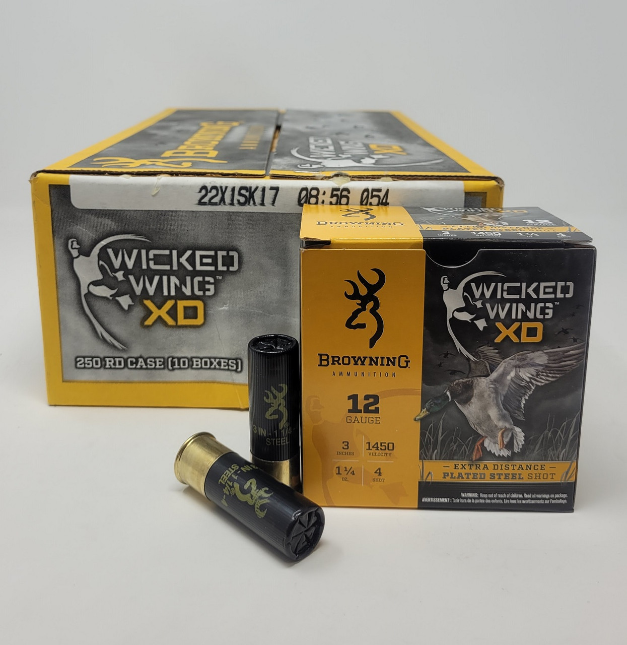 Browning Wicked Wing 12 Gauge Ammunition B193411234CASE 3" 1-1/4oz #4 Steel Shot 1450fps CASE 250 Rounds
