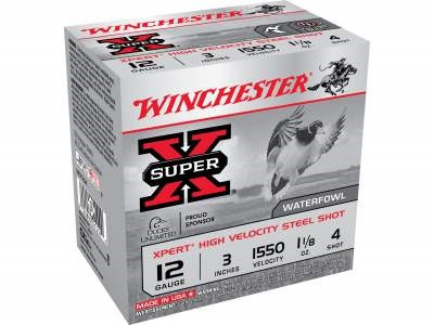 Winchester 12 Gauge Xpert High Velocity Ammunition WEX1234 3" 1-1/8 oz #4 Non-Toxic Steel Shot CASE 250 rounds